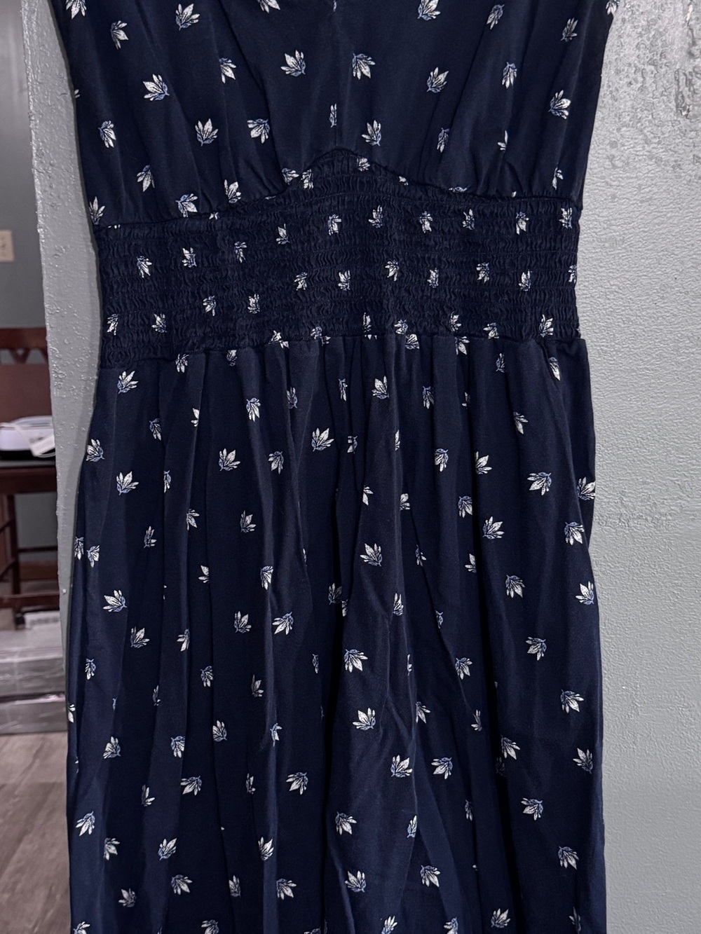 Old Navy Navy Dress with White Floral Print